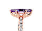 Rose gold Marquise Cut Amethyst Solitaire Pavé Engagement Ring with Round Band and Prong Setting_72