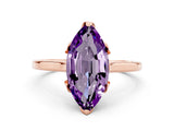 Rose gold Marquise Cut Amethyst Solitaire Ring with Flower Prong Setting and Classic Band_12