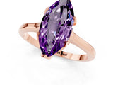 Rose gold Marquise Cut Amethyst Solitaire Ring with Flower Prong Setting and Classic Band_37
