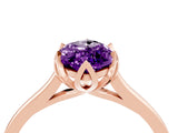 Rose gold Marquise Cut Amethyst Solitaire Ring with Flower Prong Setting and Classic Band_40