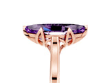 Rose gold Marquise Cut Amethyst Solitaire Ring with Flower Prong Setting and Classic Band_41