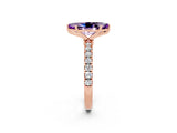 Rose gold Marquise Cut Amethyst Solitaire Ring with Pavé Accents and Four-Prong Setting_2
