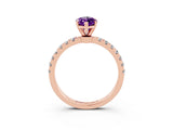 Rose gold Marquise Cut Amethyst Solitaire Ring with Pavé Accents and Four-Prong Setting_3