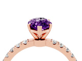 Rose gold Marquise Cut Amethyst Solitaire Ring with Pavé Accents and Four-Prong Setting_4