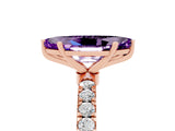 Rose gold Marquise Cut Amethyst Solitaire Ring with Pavé Accents and Four-Prong Setting_5