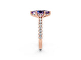 Rose gold Marquise Cut Amethyst Solitaire Ring with Pavé Band and Four-Prong Setting_26