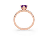 Rose gold Marquise Cut Amethyst Solitaire Ring with Pavé Band and Four-Prong Setting_27