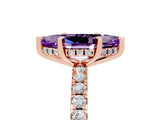 Rose gold Marquise Cut Amethyst Solitaire Ring with Pavé Band and Four-Prong Setting_29