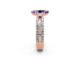Rose gold Marquise Cut Amethyst Solitaire Ring with Pavé and Channel Set Band_2