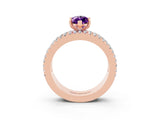 Rose gold Marquise Cut Amethyst Solitaire Ring with Pavé and Channel Set Band_3