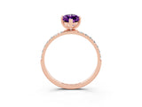 Rose gold Marquise Cut Amethyst Solitaire Ring with Pave Band and Four Prong Setting_51