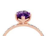 Rose gold Marquise Cut Amethyst Solitaire Ring with Pave Band and Four Prong Setting_52