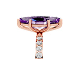 Rose gold Marquise Cut Amethyst Solitaire Ring with Pave Band and Four Prong Setting_53