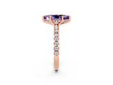 Rose gold Marquise Cut Amethyst Solitaire Ring with Round  Pavé Band and Four-Prong Setting_46