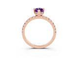 Rose gold Marquise Cut Amethyst Solitaire Ring with Round  Pavé Band and Four-Prong Setting_47