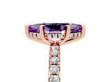 Rose gold Marquise Cut Amethyst Solitaire Ring with Round  Pavé Band and Four-Prong Setting_49