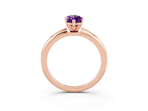 Rose gold Marquise Cut Amethyst Solitaire Ring with Six-Prong Setting and Classic Band_3