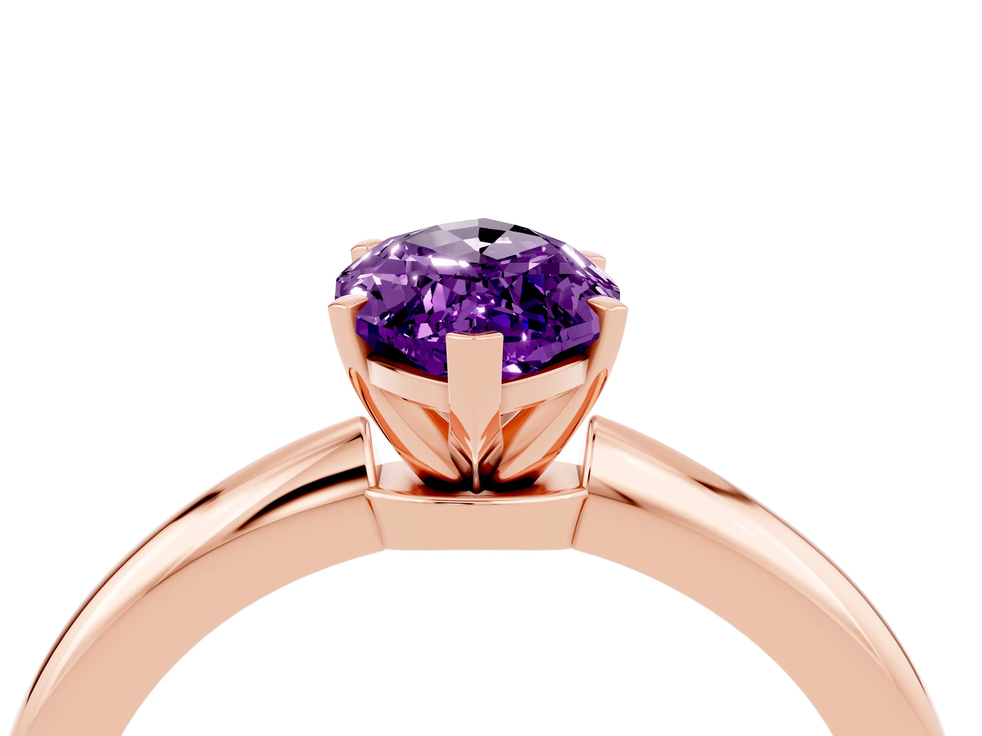 Rose gold Marquise Cut Amethyst Solitaire Ring with Six-Prong Setting and Classic Band_4