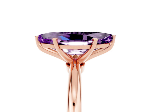 Rose gold Marquise Cut Amethyst Solitaire Ring with Six-Prong Setting and Classic Band_5