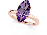 Rose gold Marquise Cut Amethyst Solitaire Ring with Thin Band and Prong Setting_13