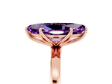 Rose gold Marquise Cut Amethyst Solitaire Ring with Thin Band and Prong Setting_17