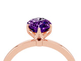 Rose gold Marquise Cut Amethyst Solitaire Ring with Thin Band and Prong Setting_28