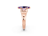 Rose gold Marquise Cut Amethyst Solitaire Ring with Wide Band and Prong Setting_2