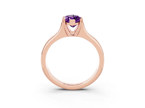 Rose gold Marquise Cut Amethyst Solitaire Ring with Wide Band and Prong Setting_3