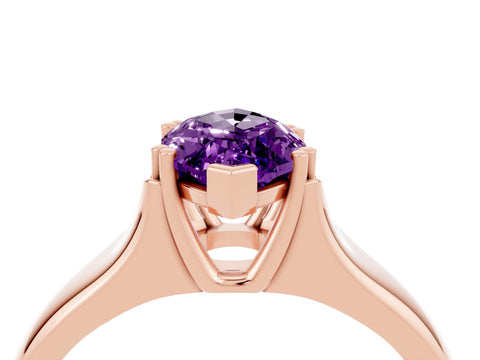 Rose gold Marquise Cut Amethyst Solitaire Ring with Wide Band and Prong Setting_4