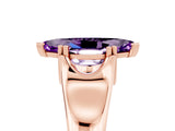 Rose gold Marquise Cut Amethyst Solitaire Ring with Wide Band and Prong Setting_5