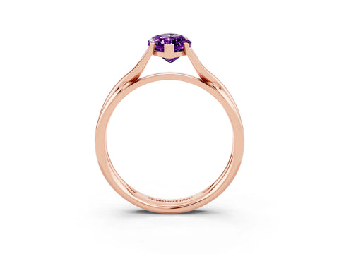 Rose gold Marquise Cut Amethyst Solitaire Twist Band Prong Setting Ring_39