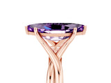 Rose gold Marquise Cut Amethyst Solitaire Twist Band Prong Setting Ring_41