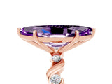 Rose gold Marquise Cut Amethyst Solitaire Twisted Band with Round  Accents and Prong Setting_17