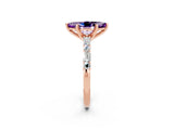 Rose gold Marquise Cut Amethyst Solitaire with Side Baguettes and Channel Set Band_2