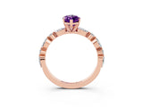 Rose gold Marquise Cut Amethyst Solitaire with Side Stones on a Pavé Band and Four-Prong Setting_3
