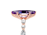 Rose gold Marquise Cut Amethyst Solitaire with Side Stones on a Pavé Band and Four-Prong Setting_5