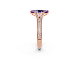 Rose gold Marquise Cut Amethyst Split Shank Engagement Ring with Pavé Band_2
