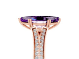 Rose gold Marquise Cut Amethyst Split Shank Engagement Ring with Pavé Band_5