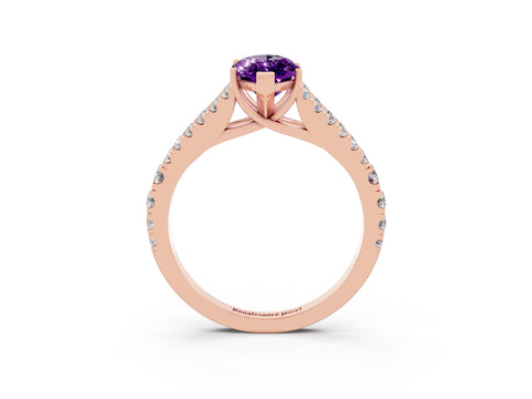 Rose gold Marquise Cut Amethyst Split Shank Pavé Engagement Ring with Four-Prong Setting_15