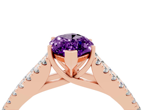 Rose gold Marquise Cut Amethyst Split Shank Pavé Engagement Ring with Four-Prong Setting_16