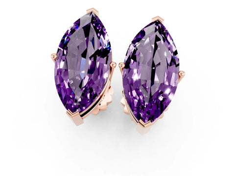 Rose gold Marquise Cut Amethyst Stud Earrings_23