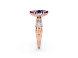 Rose gold Marquise Cut Amethyst Three-Stone Ring with Pavé Split Shank and Four-Prong Setting_14