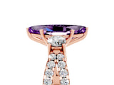 Rose gold Marquise Cut Amethyst Three-Stone Ring with Pavé Split Shank and Four-Prong Setting_17