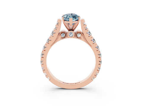 Rose gold Marquise Cut Aquamarine Classic Solitaire Ring with Pavé Band and Four-Prong Setting_3