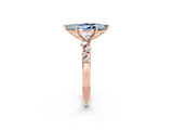 Rose gold Marquise Cut Aquamarine Cluster Side Stone Solitaire Ring with Prong Setting_26
