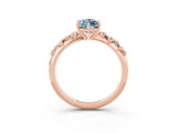 Rose gold Marquise Cut Aquamarine Cluster Side Stone Solitaire Ring with Prong Setting_27