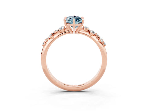 Rose gold Marquise Cut Aquamarine Cluster Side Stone Solitaire Ring with Prong Setting_27