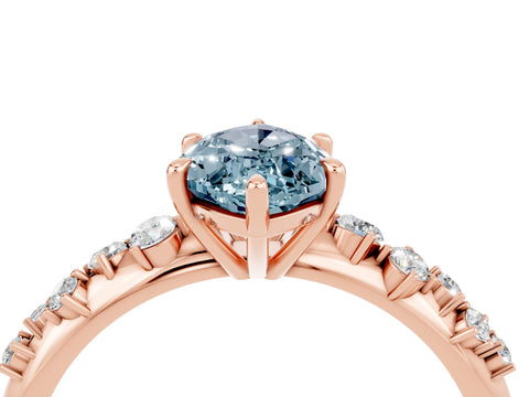Rose gold Marquise Cut Aquamarine Cluster Side Stone Solitaire Ring with Prong Setting_28