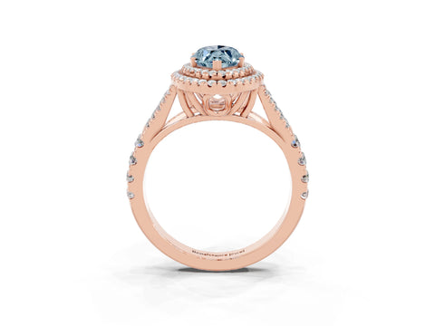 Rose gold Marquise Cut Aquamarine Double Halo Ring with Split Shank and Prong Setting_15