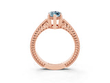 Rose gold Marquise Cut Aquamarine Engagement Ring with Milgrain Channel Set Band and Prong Setting_3